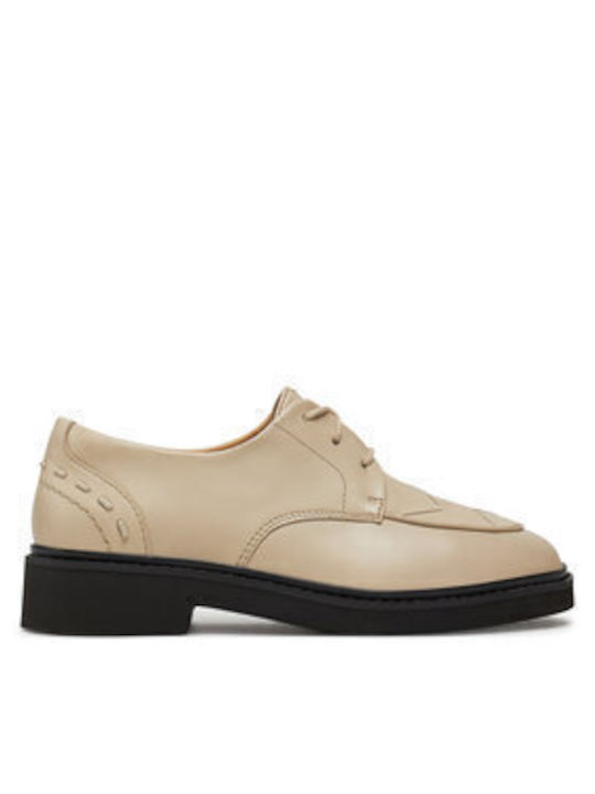Women's Leather Oxford Shoes Beige