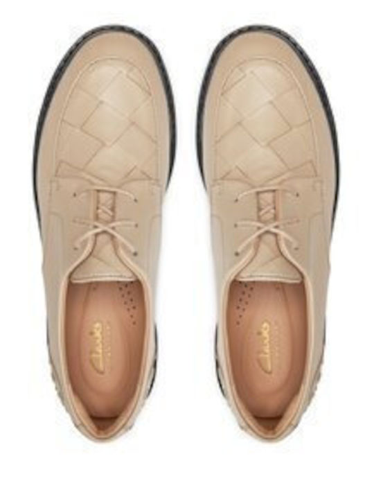 Women's Leather Oxford Shoes Beige
