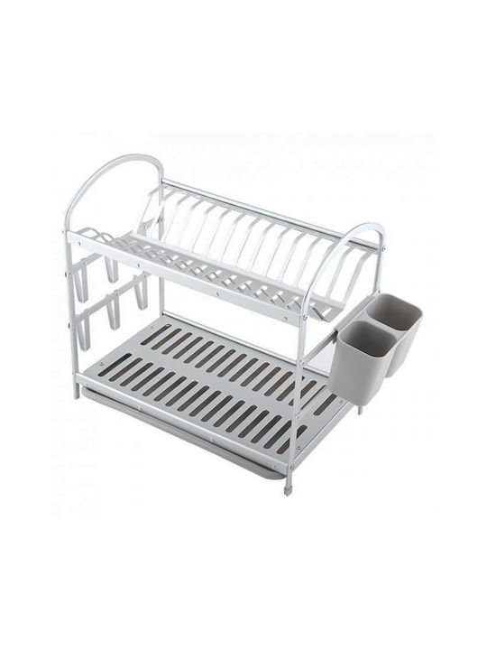 Homestyle Dish Drainer Double Tier Aluminum in Silver Color 50x24x40cm