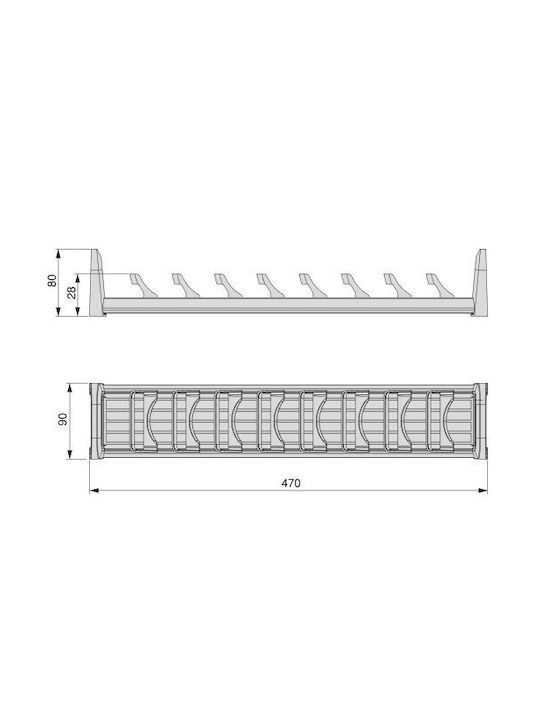 Emuca Cabinet Dish Rack in Gray Color 47x9cm