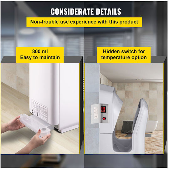 Vevor Plastic Hand Dryer with Sensor in White Colour 2kW GSJLSGSPQSBS-Z774V2