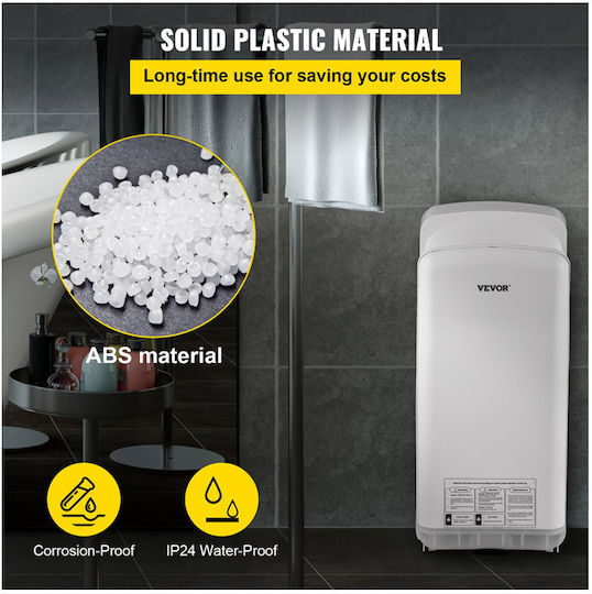 Vevor Plastic Hand Dryer with Sensor in White Colour 2kW GSJLSGSPQSBS-Z774V2
