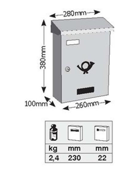 Viometal LTD Ancona 250 Γραμματοκιβώτιο Εξωτερικού Χώρου Μεταλλικό Κυπαρισσί 28x10x36cm