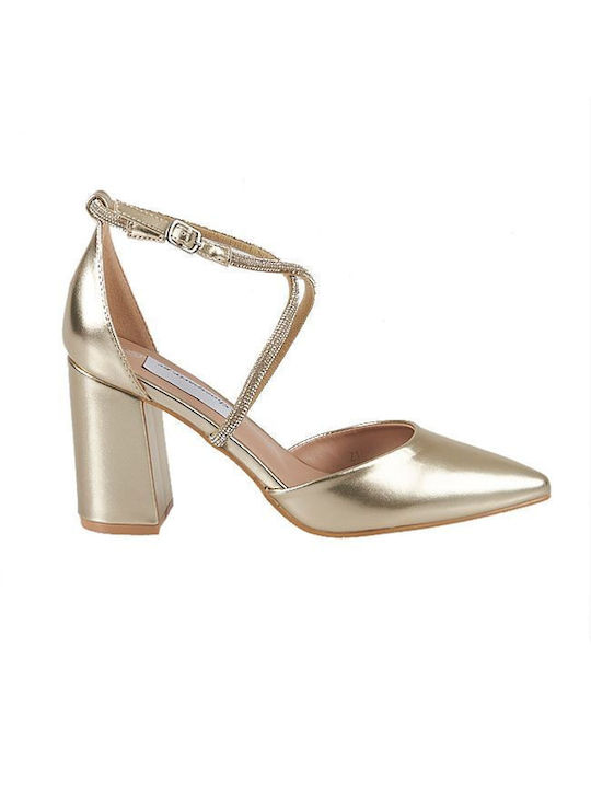 Elenross Gold High Heels with Strap