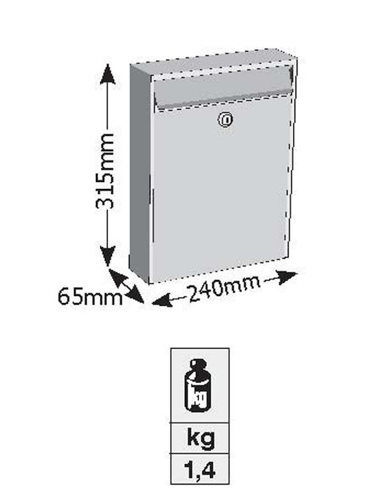 Viometal LTD 603 Outdoor Mailbox Metallic in Brown Color 31.5x6.5x31.5cm