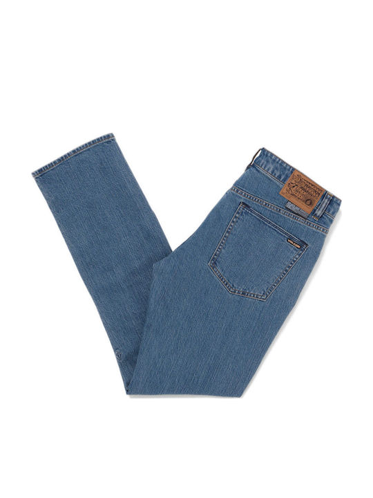 Vorta Men's Elastic Jeans Pants with Slim Straight Fit Aged Indigo