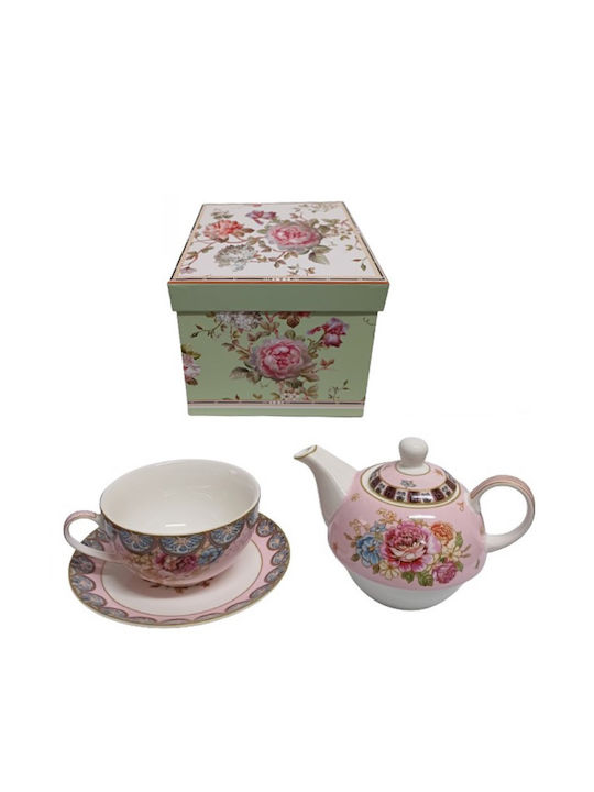 Karvounis Tea Set with Pink Porcelain Mug 3 Pieces