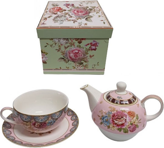 Karvounis Tea Set with Pink Porcelain Mug 3 Pieces