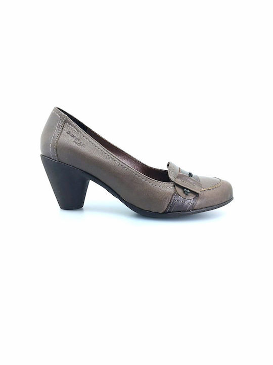 Boxer Leather Gray Medium Heels