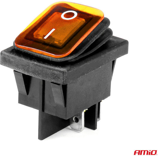 AMiO Διακόπτης On/Off Αυτοκινήτου 12V-24V Universal Κίτρινο