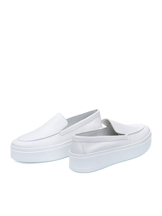 Δερμάτινα Γυναικεία Loafers σε Λευκό Χρώμα