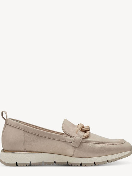 Leather Women's Moccasins in Gold Color