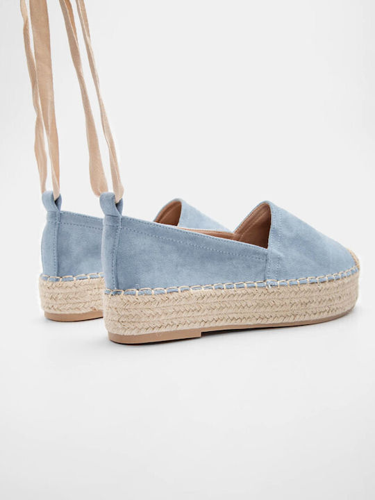 Luigi Women's Synthetic Leather Platform Espadrilles Light Blue