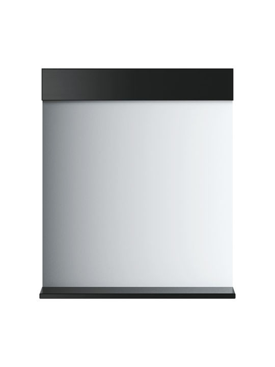 vidaXL Oglindă de Baie din Lemn Masiv cu Raft 60x12cm Negru