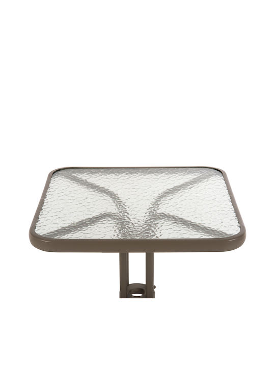 Figo Outdoor Dinner Table with Glass Surface and Metal Frame Champagne 60x60x70cm