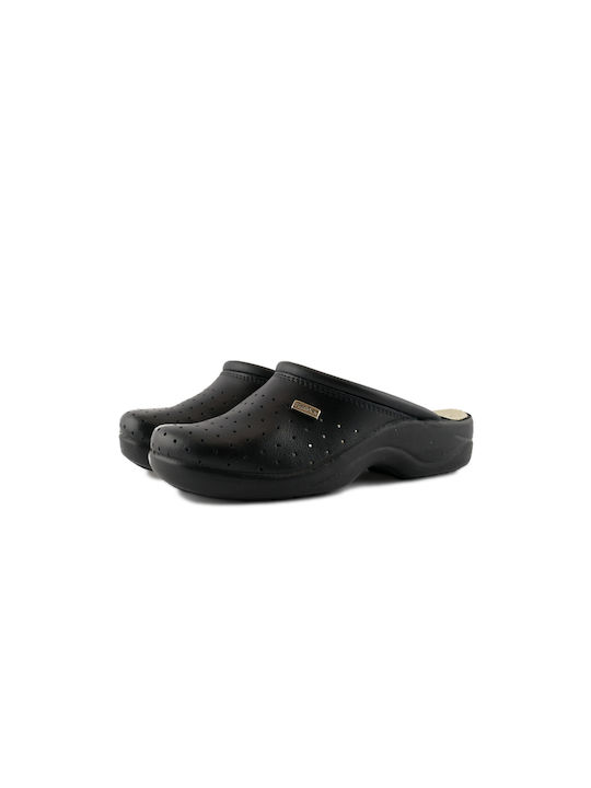 Saniflex Leder Anatomisch Clogs Schwarz