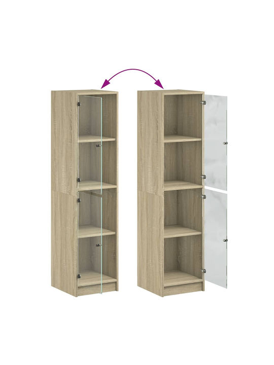 Living Room Display Cabinet Made of Particle Board with Windowed Oak 35x37x142cm