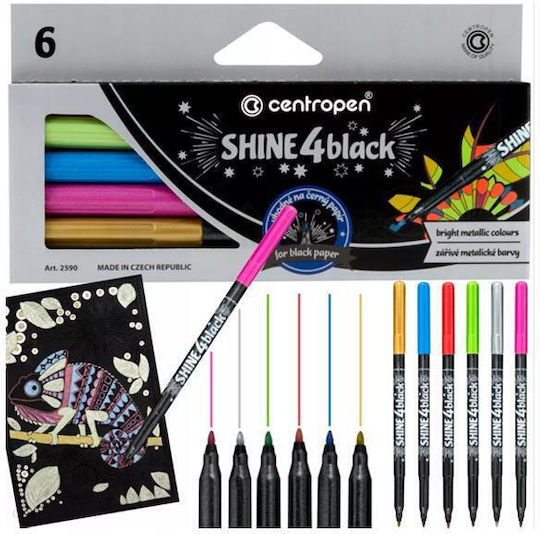 Centropen "shine 4black" Zeichenmarker 1mm Dünne Set 3Stück