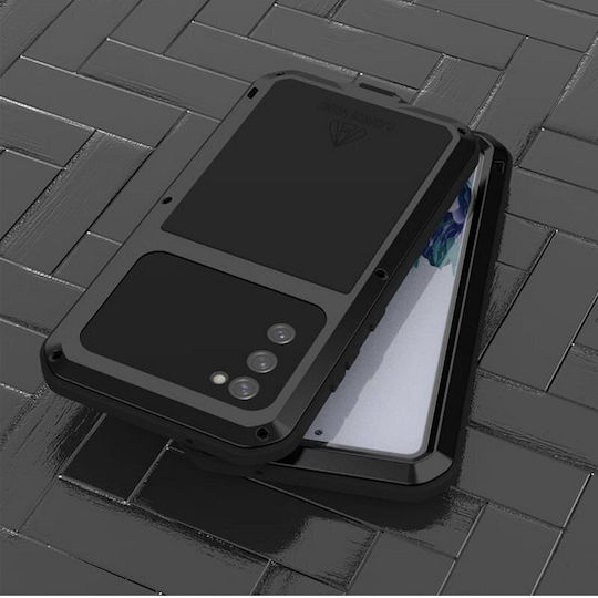 Love Mei Umschlag Rückseite Metallisch Schwarz (Galaxy S20 FE)