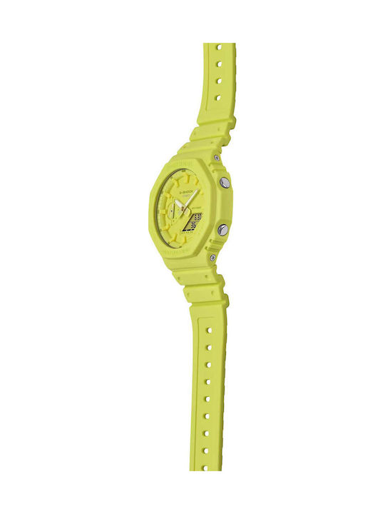 Casio G-shock Analog/Digital Men's Watch 44.5mm Chronograph Battery with Yellow Rubber Strap