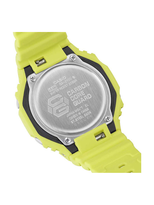Casio G-shock Analog/Digital Men's Watch 44.5mm Chronograph Battery with Yellow Rubber Strap