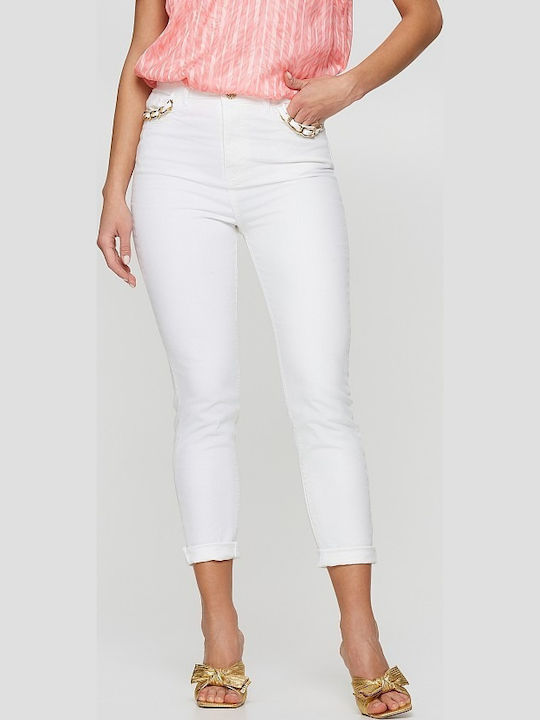 High Waist Women's Jean Trousers in Skinny Fit White