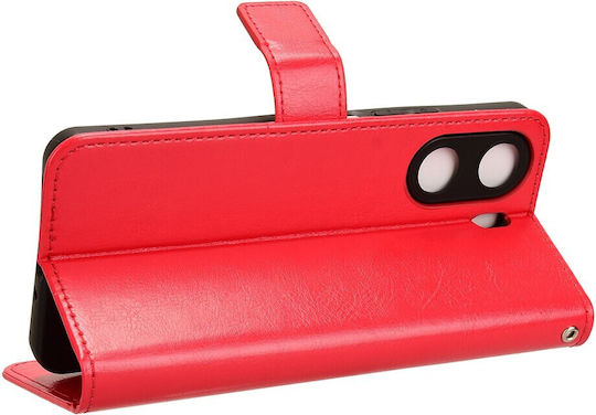 Crazy Horse Wallet Piele artificială / Plastic / Silicon Roșu (Redmi 13C / Poco C65 4G)