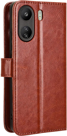 Crazy Horse Wallet Synthetic Leather / Plastic / Silicone Brown (Redmi 13C 4G / Poco C65 4G)