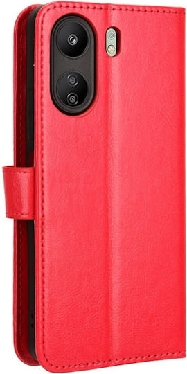 Crazy Horse Wallet Piele artificială / Plastic / Silicon Roșu (Redmi 13C / Poco C65 4G)