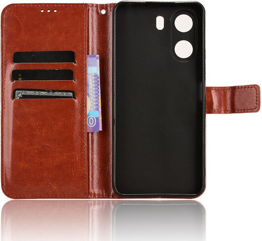 Crazy Horse Wallet Synthetic Leather / Plastic / Silicone Brown (Redmi 13C 4G / Poco C65 4G)