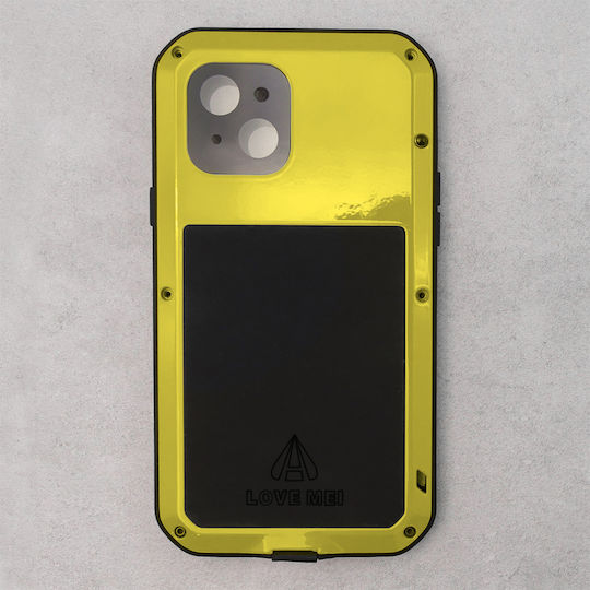 Love Mei Umschlag Rückseite Metallisch Gelb (iPhone 13 Mini)
