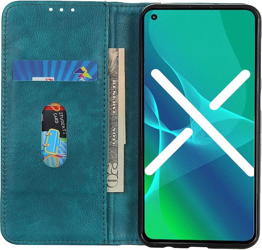 Honor Wallet Litchi Leather Piele / Silicon Verde (Honor Magic 5 Lite 5G)