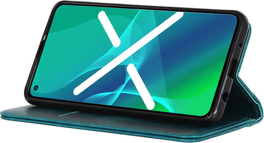 Honor Wallet Litchi Leather Piele / Silicon Verde (Honor Magic 5 Lite 5G)