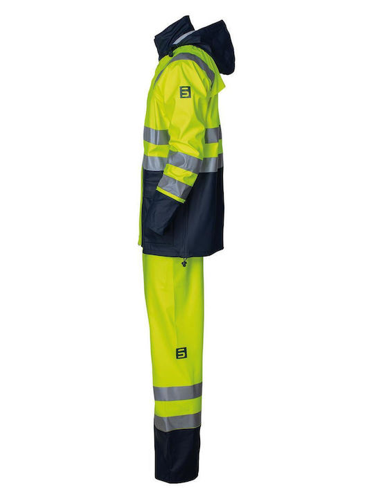 STOP Impermeabil Bărbătesc Costum de Lucru cu benzi reflectorizante Galben