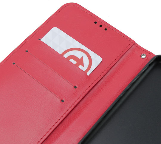 Crazy Horse Wallet Δερματίνης / Πλαστικό / Σιλικόνης Κόκκινο (Oppo A58 4G)