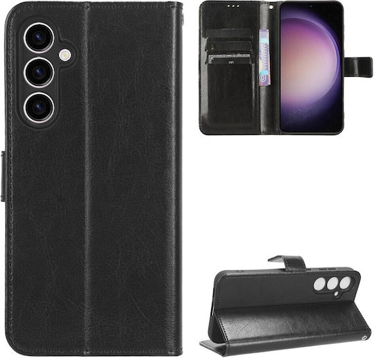 Crazy Horse Wallet Piele artificială / Plastic / Silicon Negru (Galaxy S23 FE)