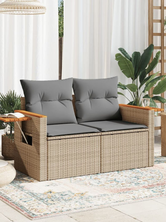 Canapea cu două locuri Exterior Rattan cu Perne 124x55cm