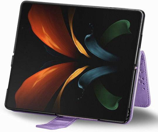 Samsung Butterfly Buchen Sie Synthetisches Leder / Kunststoff / Silikon Lila (Samsung Galaxy Z Fold 4 5G)