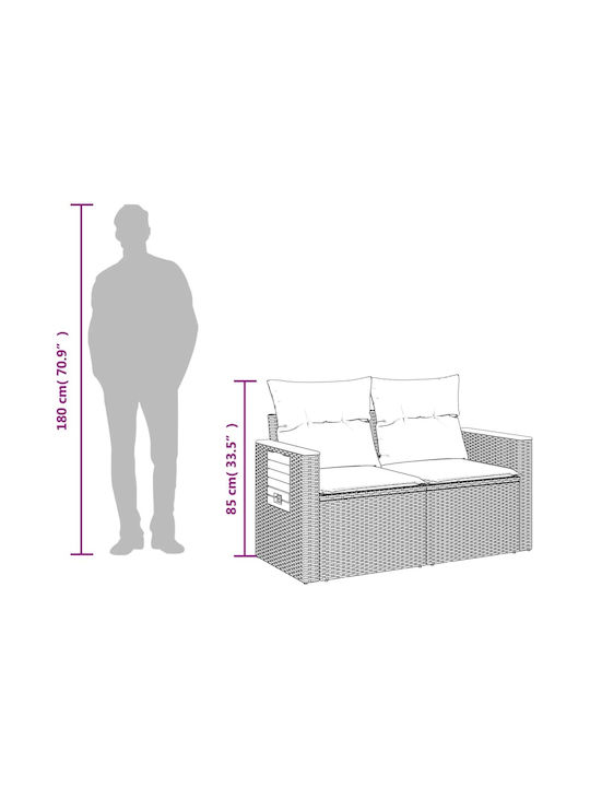 Canapea cu două locuri Exterior Rattan cu Perne 124x55cm