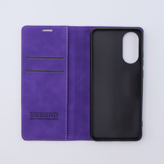 Erbord Wallet Piele artificială / Plastic / Silicon Violet (Oppo A78 4G)