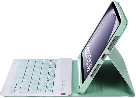Klappdeckel mit Tastatur im Englisch US Grüe (Galaxy Tab A9 / Galaxy Tab A11)