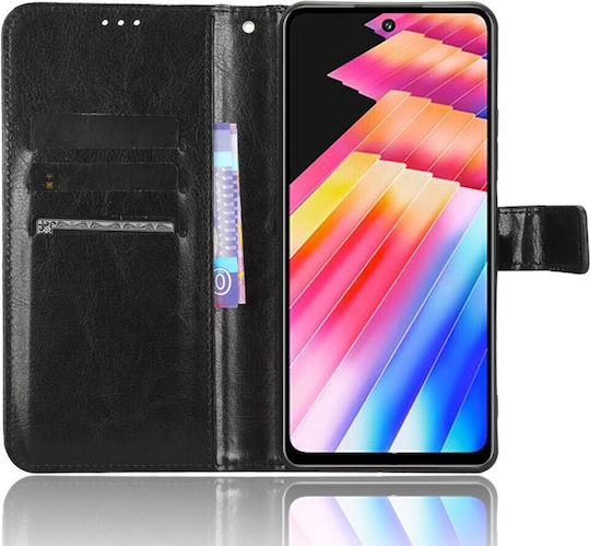 Crazy Horse Портмоне Изкуствена кожа / Пластмаса / Силикон Черен (Infinix Hot 30I)