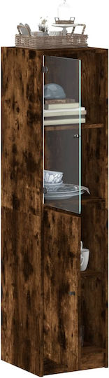 Living Room Display Cabinet Made of Particle Board with Smoked Glass Oak 35x37x142cm