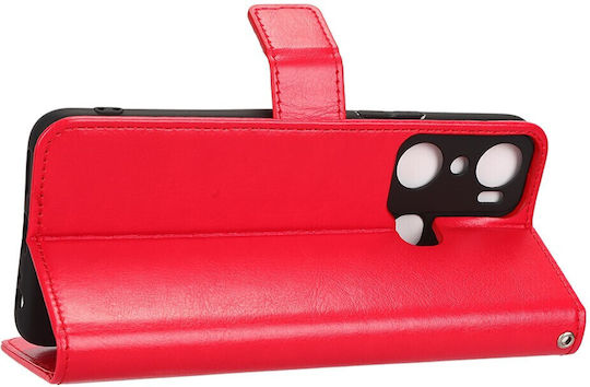 Crazy Horse Brieftasche Synthetisches Leder / Kunststoff / Silikon Rot (Infinix Hot 20i)