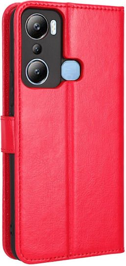 Crazy Horse Brieftasche Synthetisches Leder / Kunststoff / Silikon Rot (Infinix Hot 20i)