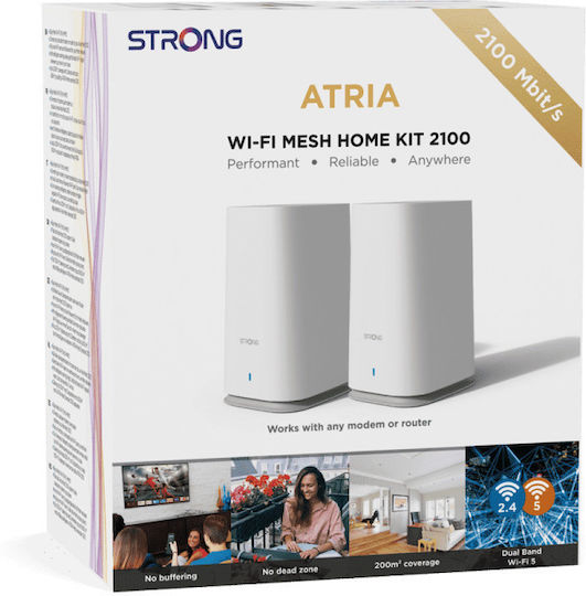 Strong ATRIA Mesh Kit Access Point Wi‑Fi 5 Dual Band (2.4 & 5GHz) σε Διπλό Kit