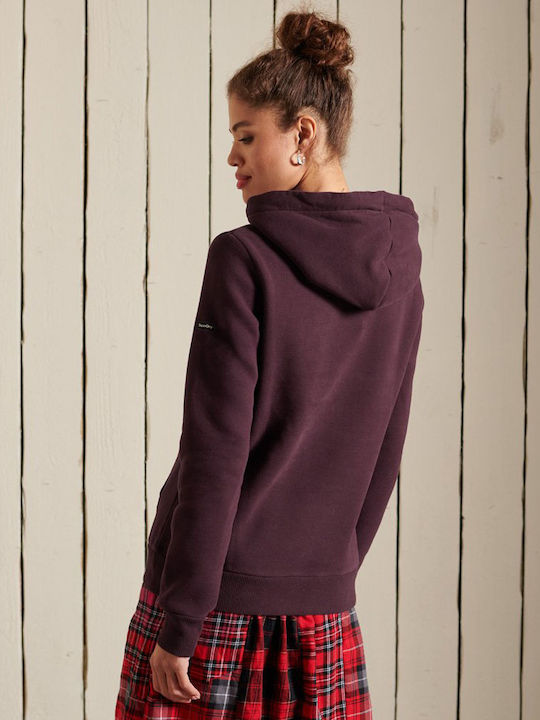 VINTAGE LOGO Women's Sweatshirt Hooded Rich Deep Burgundy