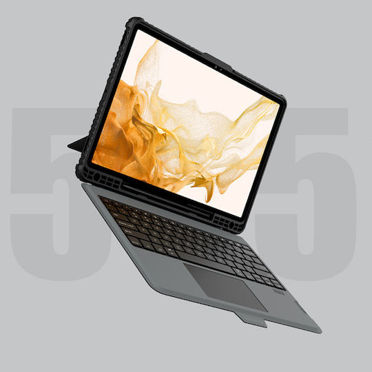 Nillkin Bumper Flip Cover με Πληκτρολόγιο στα Αγγλικά US Μαύρη (Galaxy Tab S8+, Tab S7, Tab S7 FE)