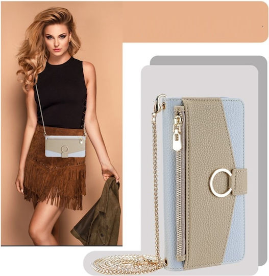 Motorola Wallet Zipper Pocket Piele artificială Albastru (Motorola Moto G54 5G)