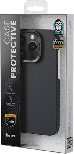 Benks ArmorAir Kevlar 600D Back Cover Aramid Fiber 0.6mm Negru (iPhone 15 Plus / 16 Plus)
